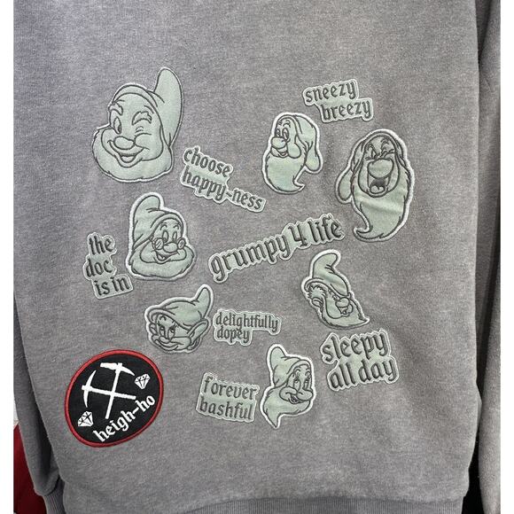 Disney Snow White Seven Dwarfs Hoodie Butter Super Soft Gray Graphic Pullover XL - Picture 12 of 12